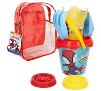 ColorBaby 77382 - Marvel Spidey y su superequipo Set de Playa Infantil, Conjunto de Cubo de Playa con Pala, rastrillo, regadera y Accesorios, Mochila de Playa para niños, Set Juguetes Infantil