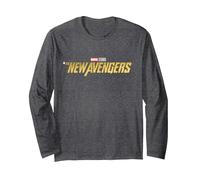Marvel Studios Thunderbolts The New Avengers Logo Spoiler Manga Larga, Unisex para Adultos, Jaspeado Oscuro, XL