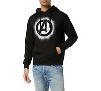 Marvel Sudadera con Capucha Avengers Stencil para Hombre, Negra (Negra y Negra), Talla L UK