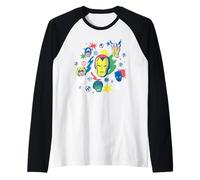Marvel Super Heroes Avengers Iron Man Big Face Retro Camiseta Manga Raglan
