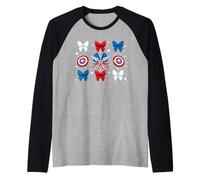 Marvel Super Heroes Captain America Coquette Bows Americana Camiseta Manga Raglan