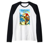 Marvel Super Heroes Fantastic Four Retro Vintage Comic Cover Camiseta Manga Raglan