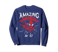 Marvel The Amazing Spider-Man Banner Logo Portrait Sudadera, Unisex para Adultos, Azul Marino, XL