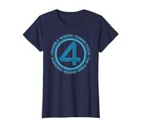 Marvel The Fantastic Four: First Steps Team Names 4 Logo Camiseta, Mujer, Azul Marino, M