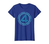 Marvel The Fantastic Four: First Steps Team Names 4 Logo Camiseta, Mujer, Azul Real, M