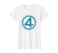Marvel The Fantastic Four: First Steps Team Names 4 Logo Camiseta, Mujer, Blanco, S