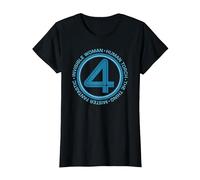 Marvel The Fantastic Four: First Steps Team Names 4 Logo Camiseta, Mujer, Negro, XL
