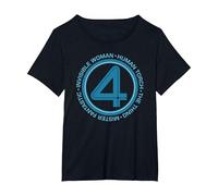 Marvel The Fantastic Four: First Steps Team Names 4 Logo Camiseta, Mujer Tallas Grandes, Negro, 2XL Grande