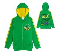 Marvel The Incredible Hulk - Sudadera con capucha para niños, chaqueta con capucha y cremallera para niños, chaqueta ligera con cremallera, Verde y amarillo, 4-5 años