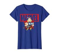Marvel Thor Chibi Smiling Calm Stance Logo Outline Camiseta, Mujer, Azul Real, XS