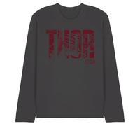 Marvel Thor Text Unisex Long Sleeve T Shirt, Charcoal, Small