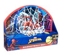 Marvel Ultimate Spiderman Juego de baloncesto de 13,5 x 10, red de aro y colgador de puerta, multicolor