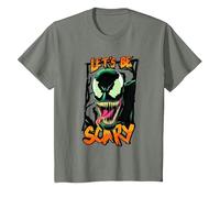 Marvel Venom Halloween Camiseta, Niños, Verde Militar Jaspeado, 3 años