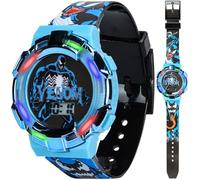 Marvel Venom - Reloj Infantil con Bisel Iluminado con Luces giratorias, Pantalla LCD, fácil de Leer, Correa de plástico Ajustable, niños y niñas