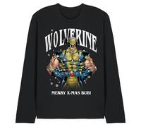 Marvel Wolverine Merry Xmas Bub Long Sleeve T Shirt, Black Camiseta, Negro, M Unisex Adulto
