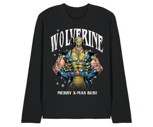 Marvel Wolverine Merry Xmas Bub Long Sleeve T Shirt, Black Camiseta, Negro, XL Unisex Adulto