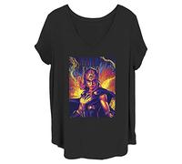 Marvel Women's Thor: Love & Thunder Mighty Hero Lightning Junior's Plus Short Sleeve Tee Shirt, Black, 3X
