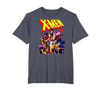 Marvel X-Men 97 Comic Camiseta, Hombre Tallas Grandes, Azul Jaspeado, 5X Alto
