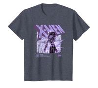 Marvel X-Men Jean Grey Info Camiseta, Niños, Azul Jaspeado, 12 años