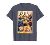 Marvel X-Men Mutant Super Heroes Trading Card Camiseta, Hombre, Azul Jaspeado, 6XL