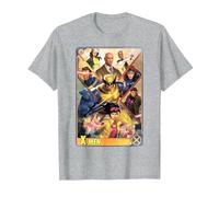 Marvel X-Men Mutant Super Heroes Trading Card Camiseta, Hombre, Gris Jaspeado, 5XL