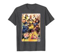 Marvel X-Men Mutant Super Heroes Trading Card Camiseta, Hombre, Jaspeado Oscuro, M