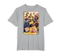 Marvel X-Men Mutant Super Heroes Trading Card Camiseta, Hombre Tallas Grandes, Gris Jaspeado, 5X Alto