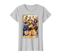 Marvel X-Men Mutant Super Heroes Trading Card Camiseta, Mujer, Plata, M