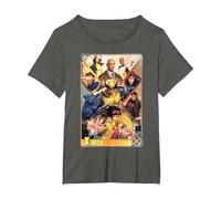 Marvel X-Men Mutant Super Heroes Trading Card Camiseta, Mujer Tallas Grandes, Asfalto, 1XL Grande