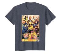 Marvel X-Men Mutant Super Heroes Trading Card Camiseta, Niños, Azul Jaspeado, 2 años