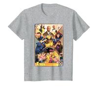 Marvel X-Men Mutant Super Heroes Trading Card Camiseta, Niños, Gris Jaspeado, 2 años