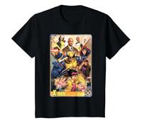 Marvel X-Men Mutant Super Heroes Trading Card Camiseta, Niños, Negro, 10 años