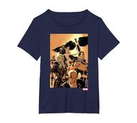 Marvel X-Men Team Cover Camiseta, Mujer Tallas Grandes, Azul Marino, 1XL Grande