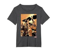 Marvel X-Men Team Cover Camiseta, Mujer Tallas Grandes, Jaspeado Oscuro, 4XL Grande