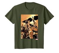 Marvel X-Men Team Cover Camiseta, Niños, Verde Oliva, 4 años