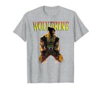 Marvel X-Men Wolverine Classic Claws out Camiseta, Hombre, Gris Jaspeado, 3XL