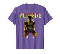Marvel X-Men Wolverine Classic Claws out Camiseta, Hombre, Morado Jaspeado, XL
