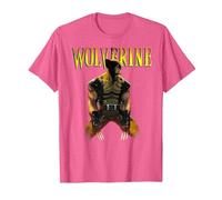 Marvel X-Men Wolverine Classic Claws out Camiseta, Hombre, Rosa Jaspeado, S