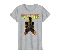 Marvel X-Men Wolverine Classic Claws out Camiseta, Mujer, Gris Jaspeado, XS