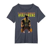 Marvel X-Men Wolverine Classic Claws out Camiseta, Mujer Tallas Grandes, Azul Jaspeado, 5XL Grande
