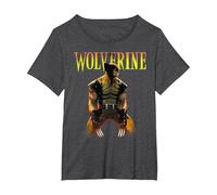 Marvel X-Men Wolverine Classic Claws out Camiseta, Mujer Tallas Grandes, Jaspeado Oscuro, 5XL Grande
