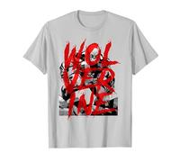 Marvel X-Men Wolverine Sees Red Graffiti Camiseta, Hombre, Plata, 3XL