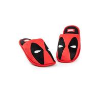 Marvel Zapatillas Deadpool para hombre | Mules de interior con gráfico de personaje de máscara de Deadpool para adultos en rojo | Zapatos de casa sin cordones de superhéroe Comics