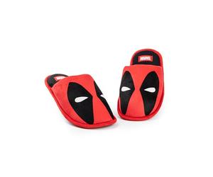 Marvel Zapatillas Deadpool para hombre | Mules de interior con gráfico de personaje de máscara de Deadpool para adultos en rojo | Zapatos de casa sin cordones de superhéroe Comics
