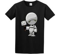 Marvin The Paranoid Android Hitchhikers Guide To The Galaxy Funny Artsy Awesome Artwork Printed Vintage Men's Fashion T-Shirt Casual Tees Clothing Black L
