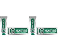 Marvis Pasta de dientes de viaje de menta fuerte, 25 ml, dentífrico para la higiene dental, elimina la placa y cuida las encías, frescor duradero (Paquete de 2)
