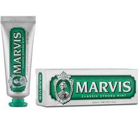 Marvis Pasta de dientes de viaje de menta fuerte, 25 ml, dentífrico para la higiene dental, elimina la placa y cuida las encías, frescor duradero
