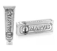 Marvis - Pasta de dientes Whitening Mint 85 ml para blanqueamiento dental profesional, con sílice equilibrada y flúor, fórmula vegana sin conservantes, sabor a menta fresca duradera