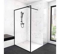 Marwell CITY WALK IN - Ducha de cristal (120 x 200 cm), color negro mate