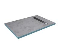 MARWELL Elemento de ducha de 80 x 120 x 4 cm directamente embaldosable con canalón integrado y desagüe horizontal, montaje sin barreras, pendiente integrado, color plateado